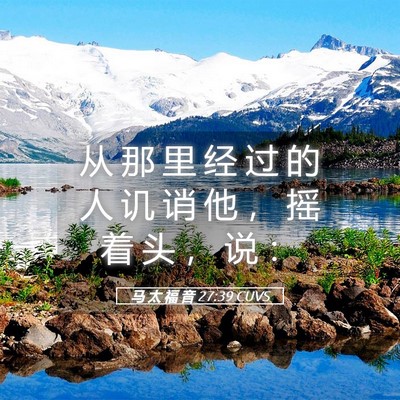 Picture 05 - 马 太 福 音 27:39 CUVS - 从 那 里 经 过 的 人 讥 诮 他 ， 摇 - Bible Verse Picture