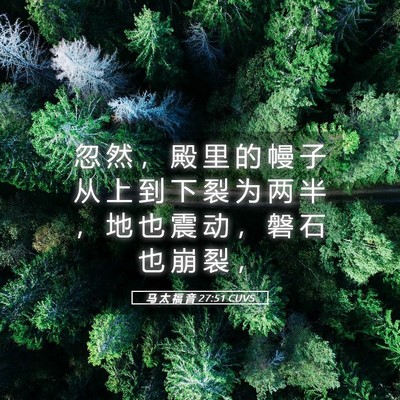 Picture 05 - 马 太 福 音 27:51 CUVS - 忽 然 ， 殿 里 的 幔 子 从 上 到 下 - Bible Verse Picture