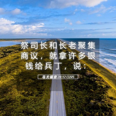 Picture 05 - 马 太 福 音 28:12 CUVS - 祭 司 长 和 长 老 聚 集 商 议 ， 就 - Bible Verse Picture