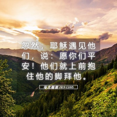 Picture 05 - 马 太 福 音 28:9 CUVS - 忽 然 ， 耶 稣 遇 见 他 们 ， 说 ： - Bible Verse Picture