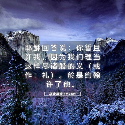 Picture 05 - 马 太 福 音 3:15 CUVS - 耶 稣 回 答 说 ： 你 暂 且 许 我 ， - Bible Verse Picture