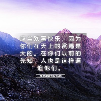 Picture 05 - 马 太 福 音 5:12 CUVS - 应 当 欢 喜 快 乐 ， 因 为 你 们 在 - Bible Verse Picture