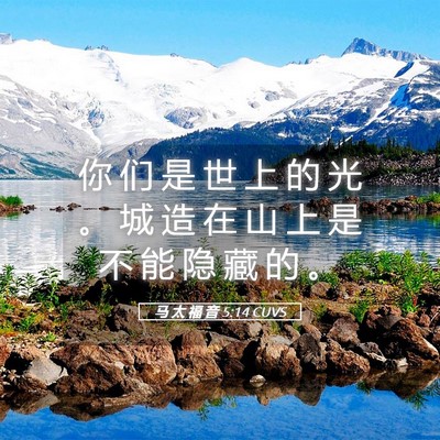Picture 05 - 马 太 福 音 5:14 CUVS - 你 们 是 世 上 的 光 。 城 造 在 山 - Bible Verse Picture