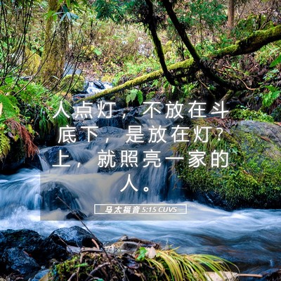 Picture 05 - 马 太 福 音 5:15 CUVS - 人 点 灯 ， 不 放 在 斗 底 下 ， 是 - Bible Verse Picture