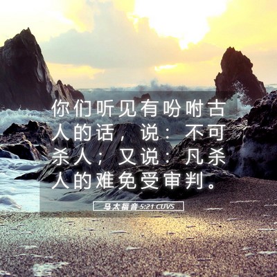 Picture 05 - 马 太 福 音 5:21 CUVS - 你 们 听 见 有 吩 咐 古 人 的 话 ， - Bible Verse Picture