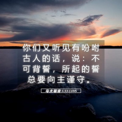 Picture 05 - 马 太 福 音 5:33 CUVS - 你 们 又 听 见 有 吩 咐 古 人 的 话 - Bible Verse Picture