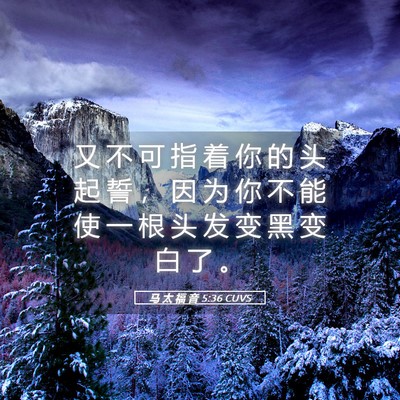 Picture 05 - 马 太 福 音 5:36 CUVS - 又 不 可 指 着 你 的 头 起 誓 ， 因 - Bible Verse Picture