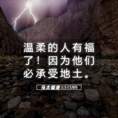 Picture 05 - 马 太 福 音 5:5 CUVS - 温 柔 的 人 有 福 了 ！ 因 为 他 们 - Bible Verse Picture