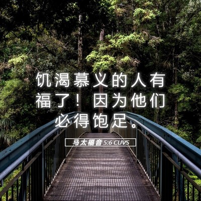 Picture 05 - 马 太 福 音 5:6 CUVS - 饥 渴 慕 义 的 人 有 福 了 ！ 因 为 - Bible Verse Picture