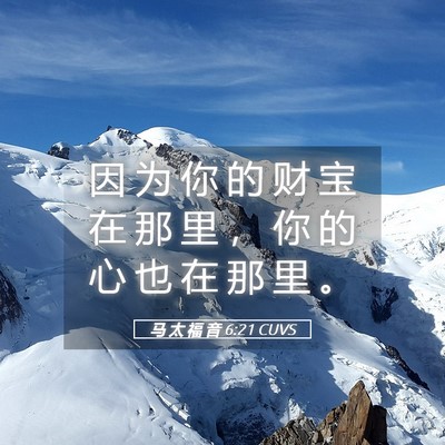 Picture 05 - 马 太 福 音 6:21 CUVS - 因 为 你 的 财 宝 在 那 里 ， 你 的 - Bible Verse Picture