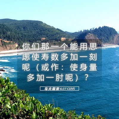 Picture 05 - 马 太 福 音 6:27 CUVS - 你 们 那 一 个 能 用 思 虑 使 寿 数 - Bible Verse Picture