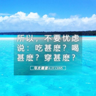 Picture 05 - 马 太 福 音 6:31 CUVS - 所 以 ， 不 要 忧 虑 说 ： 吃 甚 麽 - Bible Verse Picture