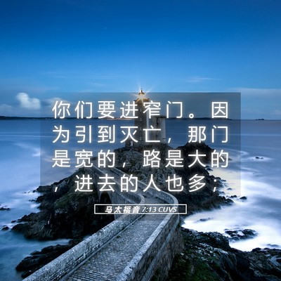 Picture 05 - 马 太 福 音 7:13 CUVS - 你 们 要 进 窄 门 。 因 为 引 到 灭 - Bible Verse Picture