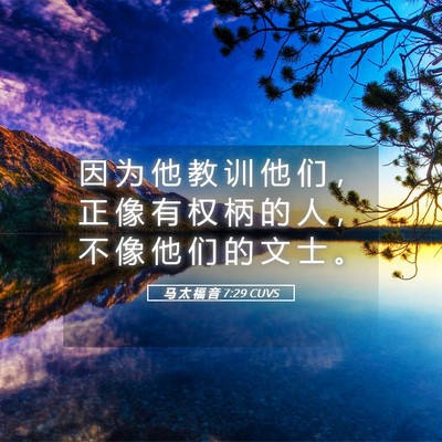 Picture 05 - 马 太 福 音 7:29 CUVS - 因 为 他 教 训 他 们 ， 正 像 有 权 - Bible Verse Picture