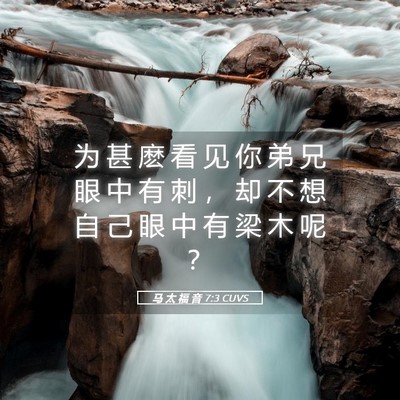 Picture 05 - 马 太 福 音 7:3 CUVS - 为 甚 麽 看 见 你 弟 兄 眼 中 有 刺 - Bible Verse Picture