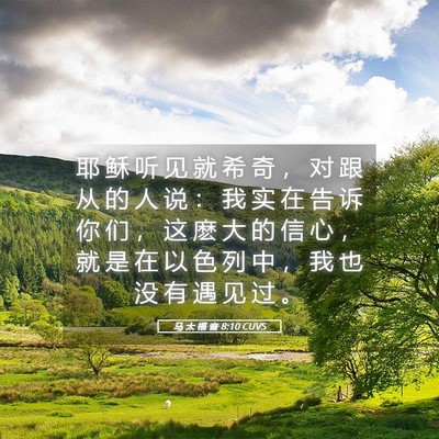 Picture 05 - 马 太 福 音 8:10 CUVS - 耶 稣 听 见 就 希 奇 ， 对 跟 从 的 - Bible Verse Picture