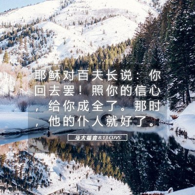 Picture 05 - 马 太 福 音 8:13 CUVS - 耶 稣 对 百 夫 长 说 ： 你 回 去 罢 - Bible Verse Picture