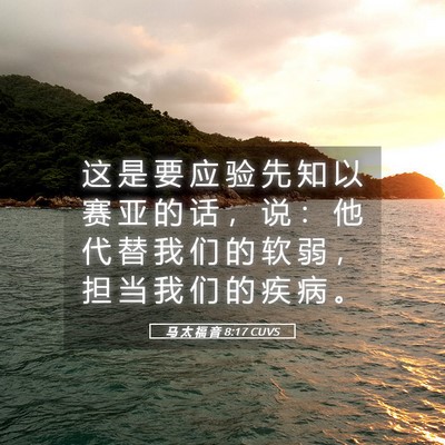 Picture 05 - 马 太 福 音 8:17 CUVS - 这 是 要 应 验 先 知 以 赛 亚 的 话 - Bible Verse Picture