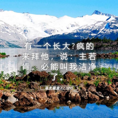 Picture 05 - 马 太 福 音 8:2 CUVS - 有 一 个 长 大 ? 疯 的 来 拜 他 ， 说 - Bible Verse Picture
