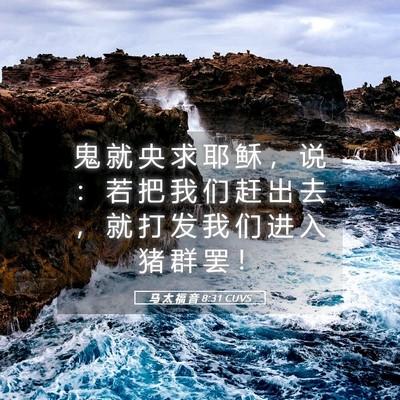 Picture 05 - 马 太 福 音 8:31 CUVS - 鬼 就 央 求 耶 稣 ， 说 ： 若 把 我 - Bible Verse Picture