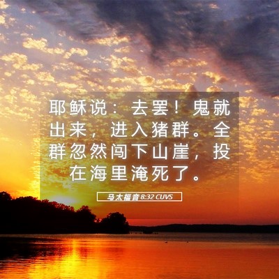 Picture 05 - 马 太 福 音 8:32 CUVS - 耶 稣 说 ： 去 罢 ！ 鬼 就 出 来 ， - Bible Verse Picture