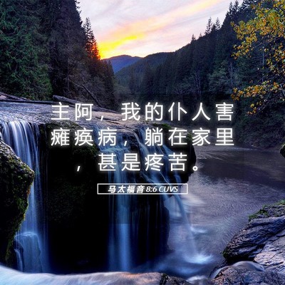 Picture 05 - 马 太 福 音 8:6 CUVS - 主 阿 ， 我 的 仆 人 害 瘫 痪 病 ， - Bible Verse Picture
