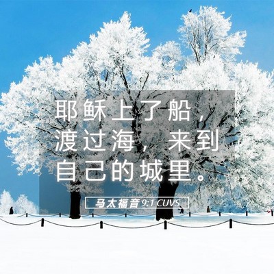 Picture 05 - 马 太 福 音 9:1 CUVS - 耶 稣 上 了 船 ， 渡 过 海 ， 来 到 - Bible Verse Picture