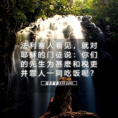 Picture 05 - 马 太 福 音 9:11 CUVS - 法 利 赛 人 看 见 ， 就 对 耶 稣 的 - Bible Verse Picture