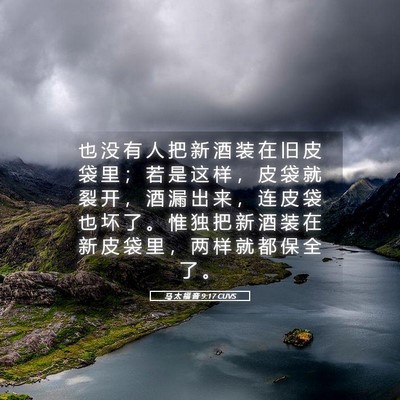 Picture 05 - 马 太 福 音 9:17 CUVS - 也 没 有 人 把 新 酒 装 在 旧 皮 袋 - Bible Verse Picture