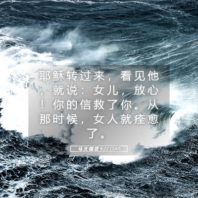Picture 05 - 马 太 福 音 9:22 CUVS - 耶 稣 转 过 来 ， 看 见 他 ， 就 说 - Bible Verse Picture