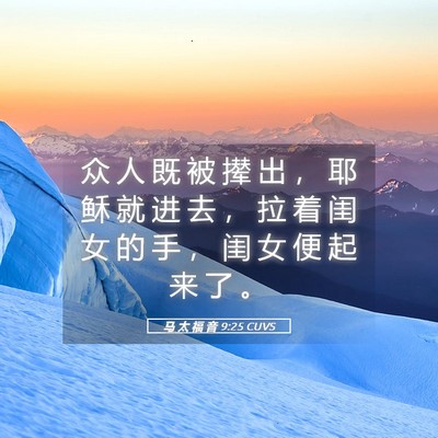 Picture 05 - 马 太 福 音 9:25 CUVS - 众 人 既 被 撵 出 ， 耶 稣 就 进 去 - Bible Verse Picture