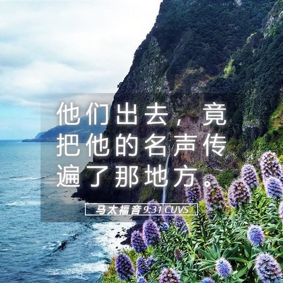 Picture 05 - 马 太 福 音 9:31 CUVS - 他 们 出 去 ， 竟 把 他 的 名 声 传 - Bible Verse Picture
