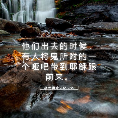Picture 05 - 马 太 福 音 9:32 CUVS - 他 们 出 去 的 时 候 ， 有 人 将 鬼 - Bible Verse Picture
