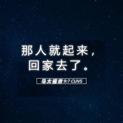 Picture 05 - 马 太 福 音 9:7 CUVS - 那 人 就 起 来 ， 回 家 去 了 - Bible Verse Picture