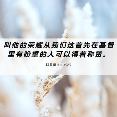 Picture 06 - 以 弗 所 书 1:12 CUVS - 叫 他 的 荣 耀 从 我 们 这 首 先 在 - Bible Verse Picture