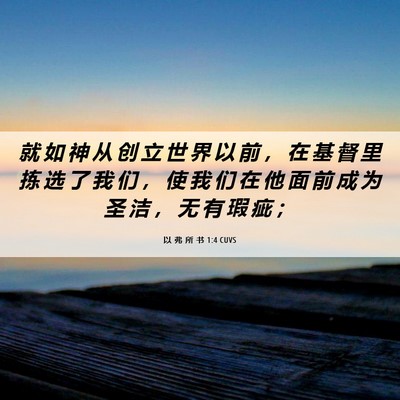 Picture 06 - 以 弗 所 书 1:4 CUVS - 就 如 神 从 创 立 世 界 以 前 ， 在 - Bible Verse Picture
