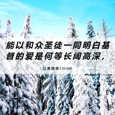 Picture 06 - 以 弗 所 书 3:18 CUVS - 能 以 和 众 圣 徒 一 同 明 白 基 督 - Bible Verse Picture
