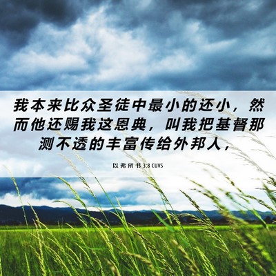 Picture 06 - 以 弗 所 书 3:8 CUVS - 我 本 来 比 众 圣 徒 中 最 小 的 还 - Bible Verse Picture