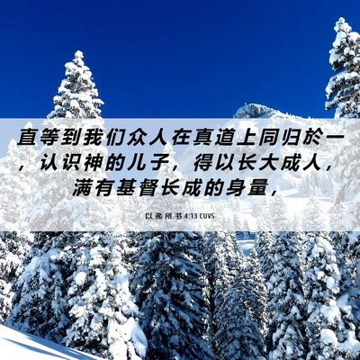Picture 06 - 以 弗 所 书 4:13 CUVS - 直 等 到 我 们 众 人 在 真 道 上 同 - Bible Verse Picture