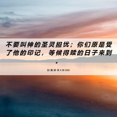 Picture 06 - 以 弗 所 书 4:30 CUVS - 不 要 叫 神 的 圣 灵 担 忧 ； 你 们 - Bible Verse Picture