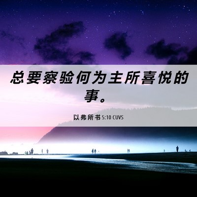 Picture 06 - 以 弗 所 书 5:10 CUVS - 总 要 察 验 何 为 主 所 喜 悦 的 事 - Bible Verse Picture