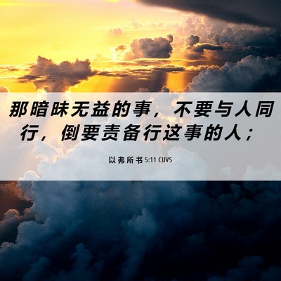 Picture 06 - 以 弗 所 书 5:11 CUVS - 那 暗 昧 无 益 的 事 ， 不 要 与 人 - Bible Verse Picture