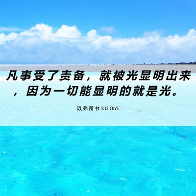 Picture 06 - 以 弗 所 书 5:13 CUVS - 凡 事 受 了 责 备 ， 就 被 光 显 明 - Bible Verse Picture