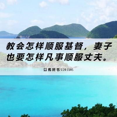 Picture 06 - 以 弗 所 书 5:24 CUVS - 教 会 怎 样 顺 服 基 督 ， 妻 子 也 - Bible Verse Picture