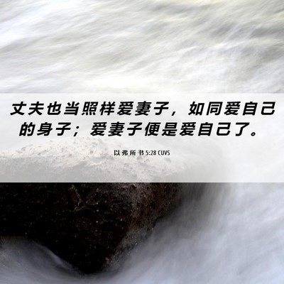 Picture 06 - 以 弗 所 书 5:28 CUVS - 丈 夫 也 当 照 样 爱 妻 子 ， 如 同 - Bible Verse Picture