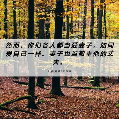 Picture 06 - 以 弗 所 书 5:33 CUVS - 然 而 ， 你 们 各 人 都 当 爱 妻 子 - Bible Verse Picture
