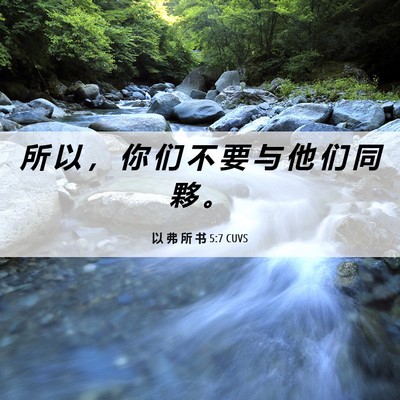 Picture 06 - 以 弗 所 书 5:7 CUVS - 所 以 ， 你 们 不 要 与 他 们 同 夥 - Bible Verse Picture