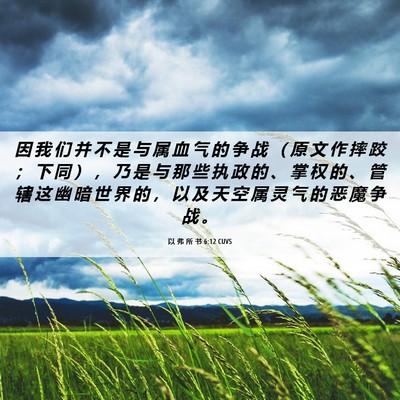 Picture 06 - 以 弗 所 书 6:12 CUVS - 因 我 们 并 不 是 与 属 血 气 的 争 - Bible Verse Picture