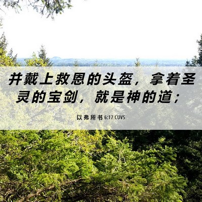 Picture 06 - 以 弗 所 书 6:17 CUVS - 并 戴 上 救 恩 的 头 盔 ， 拿 着 圣 - Bible Verse Picture