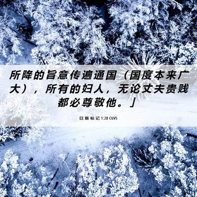 Picture 06 - 以 斯 帖 记 1:20 CUVS - 所 降 的 旨 意 传 遍 通 国 （ 国 度 - Bible Verse Picture